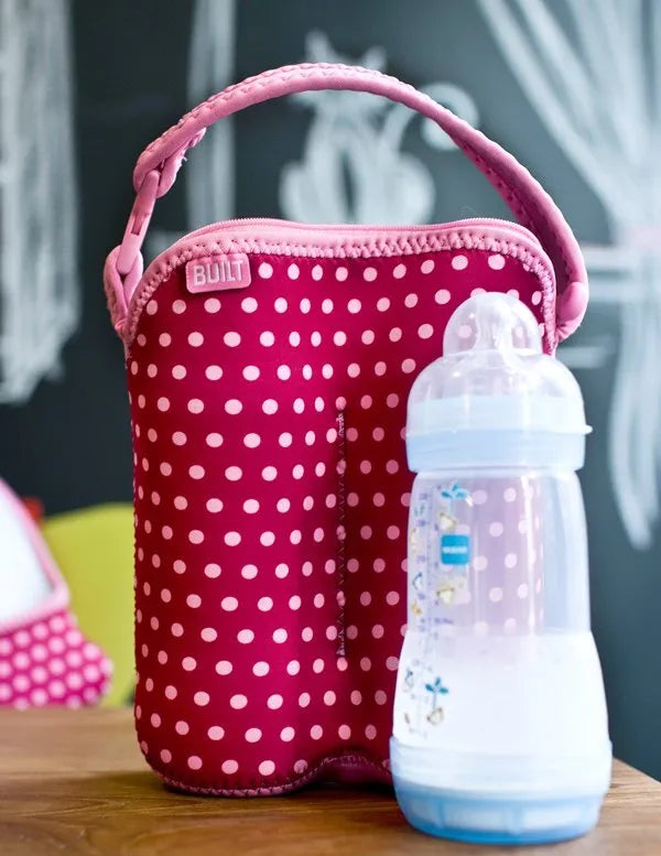 BUILT Bottle Buddy krepšys dviem buteliukams (Baby Pink Mini Dots)