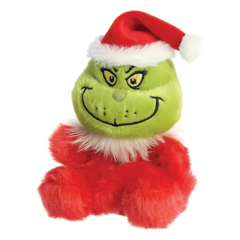 Grinch – minkštas pliušinis žaislas, sėdintis Grinčas Kalėdų Senelio aprangoje, 13 cm iš „Palm Pals“ kolekcijos, ekologiškas