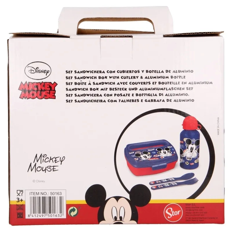 Mickey Mouse – pietų dėžučių rinkinys, 400 ml gertuvė ir stalo įrankiai
