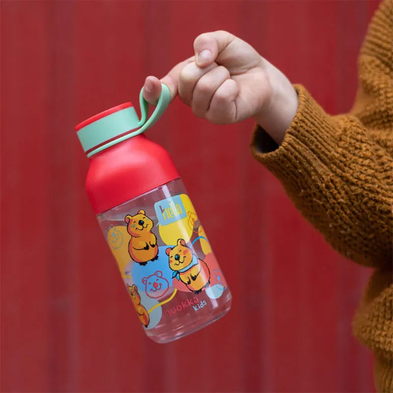 Quokka Ice Kids gertuvė su dirželiu – Ecozen 430 ml vandens buteliukas su dirželiu (Happy Quokka)