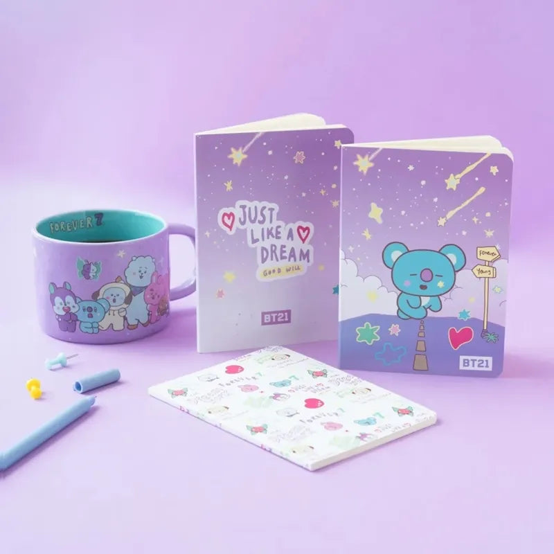 BT21 – KOYA A6 sąsiuvinių rinkinys (3 vienetai)