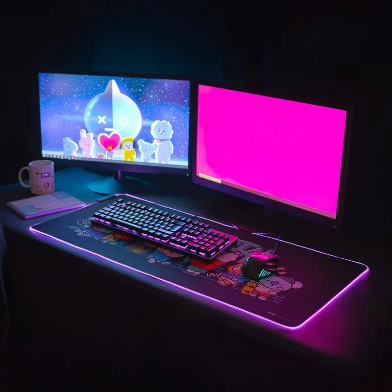 BT21 – XXL žaidimų / stalo kilimėlis su LED apšvietimu (90 x 40 cm)