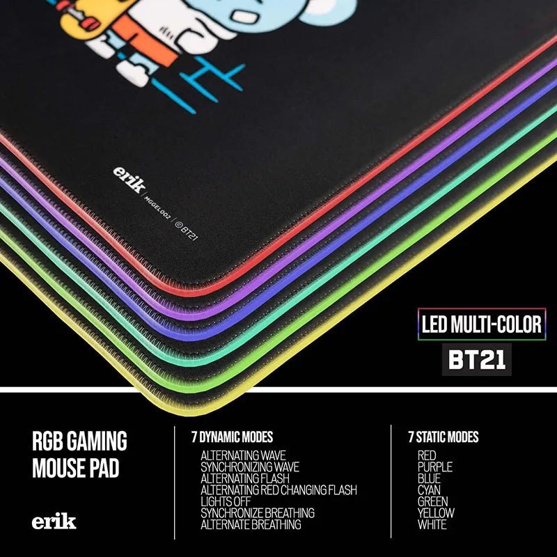 BT21 – XXL žaidimų / stalo kilimėlis su LED apšvietimu (90 x 40 cm)