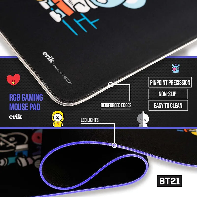 BT21 – XXL žaidimų / stalo kilimėlis su LED apšvietimu (90 x 40 cm)