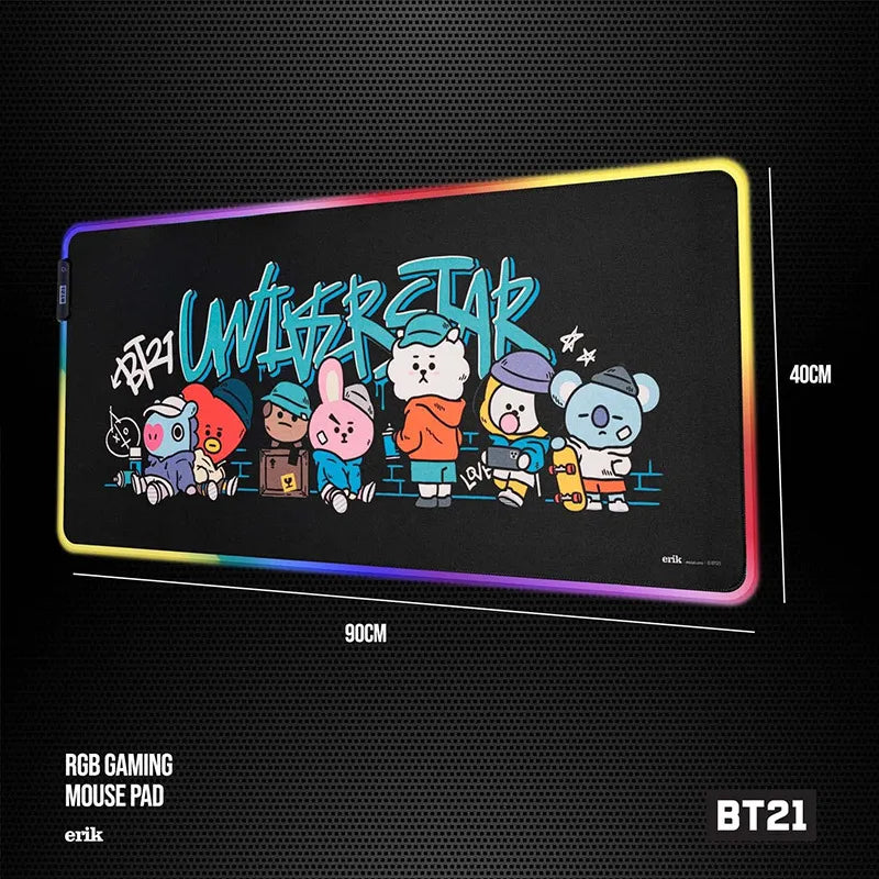 BT21 – XXL žaidimų / stalo kilimėlis su LED apšvietimu (90 x 40 cm)