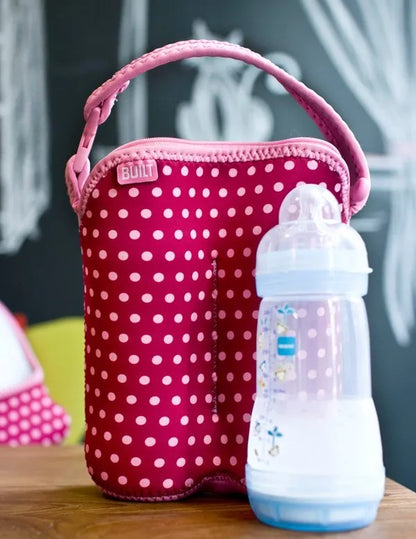 BUILT Bottle Buddy krepšys dviem buteliukams (Baby Pink Mini Dots)