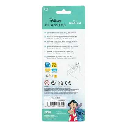 Disney Stitch – 10 spalvų automatinis tušinukas su 3D figūrėle