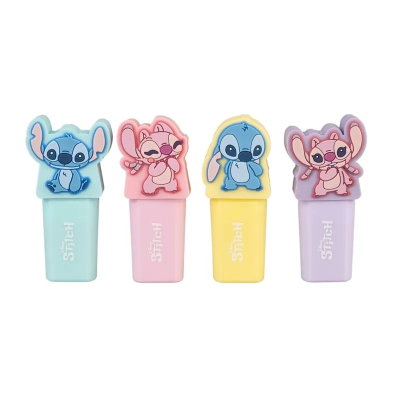 Disney Stitch – 4 spalvų žymeklių rinkinys su 3D dekoratyviniais dangteliais