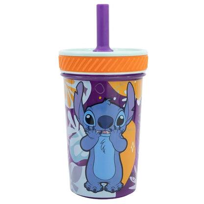 Disney Stitch – Dropsafe apsaugotas nuo apsivertimo puodelis su silikoniniu šiaudeliu, Aloha kolekcija, 370 ml