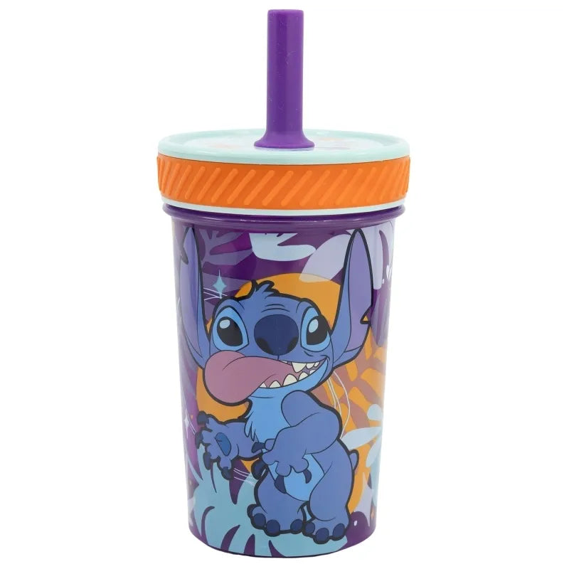 Disney Stitch – Dropsafe apsaugotas nuo apsivertimo puodelis su silikoniniu šiaudeliu, Aloha kolekcija, 370 ml