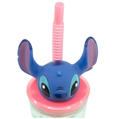 Disney Stitch – puodelis su šiaudeliu ir 3D figūrėle iš „Flowers“ kolekcijos, 360 ml