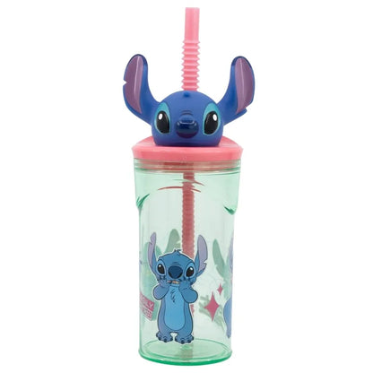 Disney Stitch – puodelis su šiaudeliu ir 3D figūrėle iš „Flowers“ kolekcijos, 360 ml