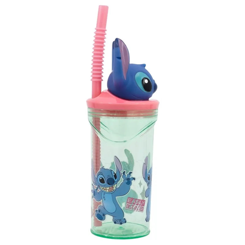 Disney Stitch – puodelis su šiaudeliu ir 3D figūrėle iš „Flowers“ kolekcijos, 360 ml