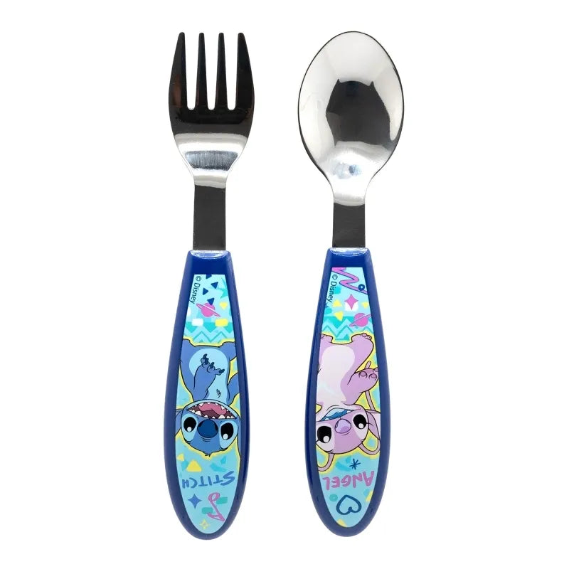 Disney Stitch – Stitch ir Angel metalinių stalo įrankių rinkinys (šaukštas ir šakutė)