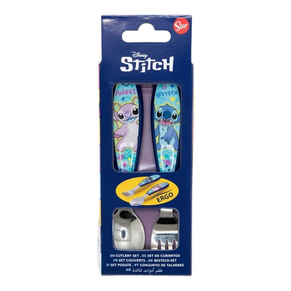 Disney Stitch – Stitch ir Angel metalinių stalo įrankių rinkinys (šaukštas ir šakutė)