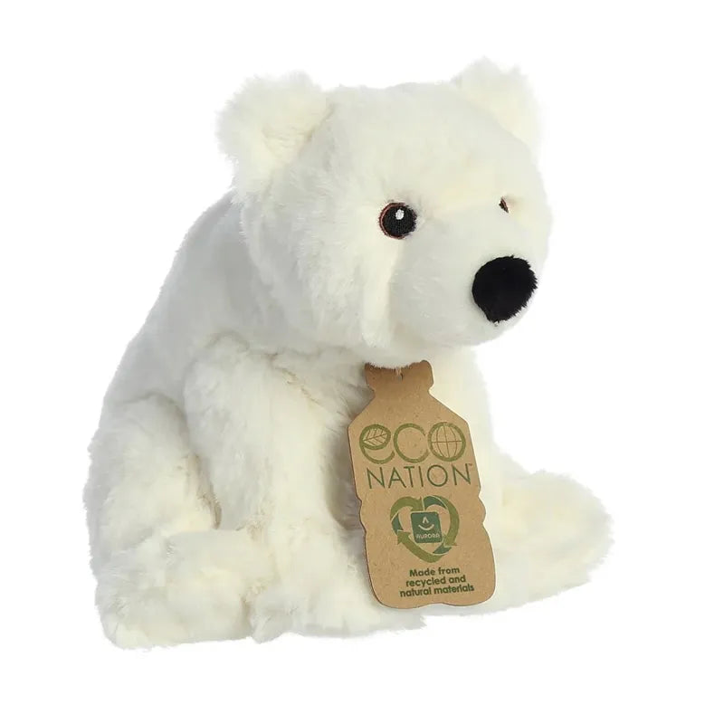Eco Nation – Pliušinis žaislas / Miela sėdinti baltoji meška 19 cm, draugiška aplinkai
