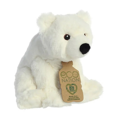 Eco Nation – Pliušinis žaislas / Miela sėdinti baltoji meška 19 cm, draugiška aplinkai