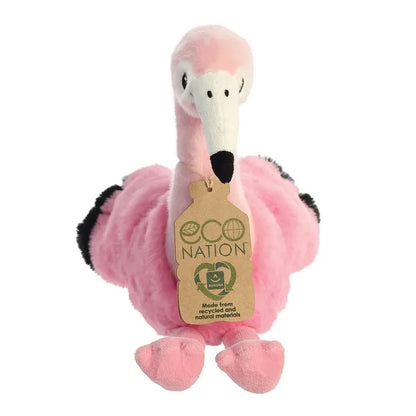 Eco Nation – Pliušinis žaislas / Mielas sėdintis flamingas 26 cm, draugiškas aplinkai