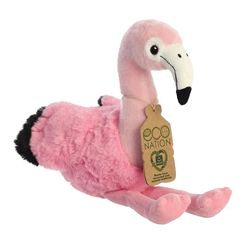 Eco Nation – Pliušinis žaislas / Mielas sėdintis flamingas 26 cm, draugiškas aplinkai