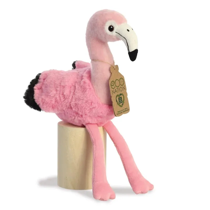 Eco Nation – Pliušinis žaislas / Mielas sėdintis flamingas 26 cm, draugiškas aplinkai
