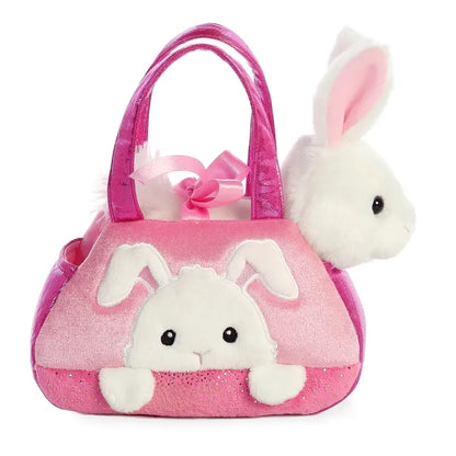 Fancy Pals – PeekaBoo zuikis su pliušiniu žaislu rožiniame krepšyje, 20 cm, draugiškas aplinkai