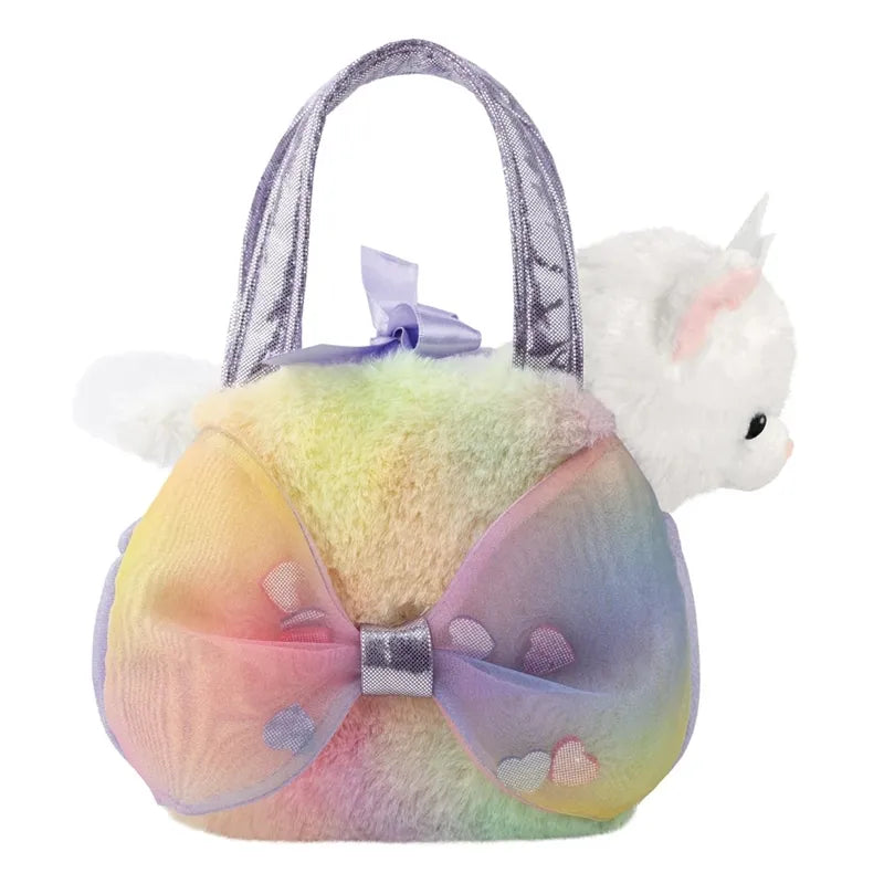 Fancy Pals – pliušinė „Big Bow“ princesės katytė su sidabrine karūna spalvingame krepšyje, 20 cm, ekologiška