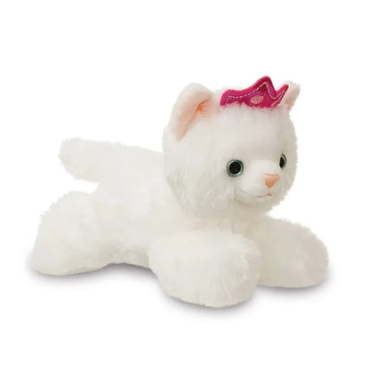 Fancy Pals – Pliušinė princesės katytė su rožine karūnėle vaivorykštiniame krepšelyje 20 cm, ekologiška