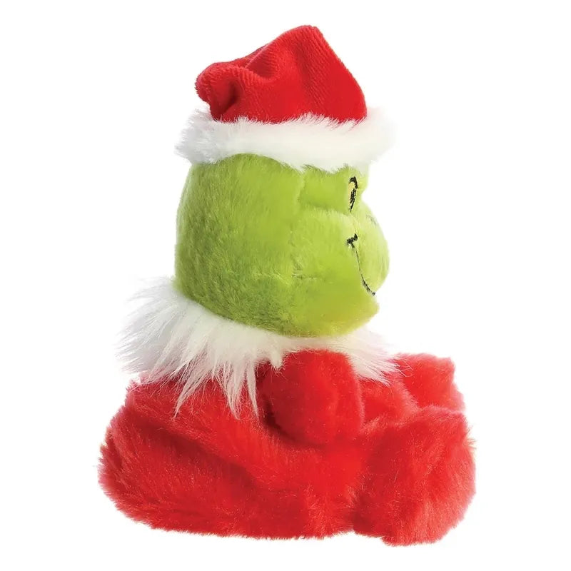Grinch – minkštas pliušinis žaislas, sėdintis Grinčas Kalėdų Senelio aprangoje, 13 cm iš „Palm Pals“ kolekcijos, ekologiškas