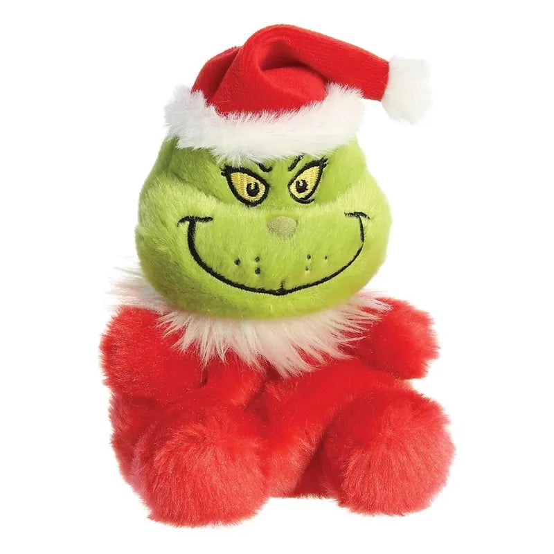 Grinch – minkštas pliušinis žaislas, sėdintis Grinčas Kalėdų Senelio aprangoje, 13 cm iš „Palm Pals“ kolekcijos, ekologiškas