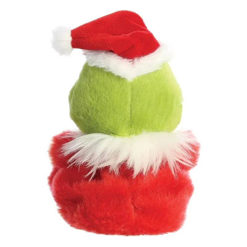 Grinch – minkštas pliušinis žaislas, sėdintis Grinčas Kalėdų Senelio aprangoje, 13 cm iš „Palm Pals“ kolekcijos, ekologiškas
