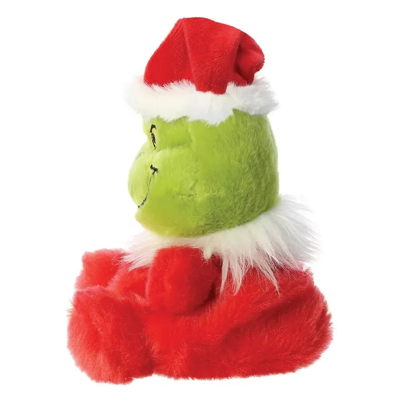 Grinch – minkštas pliušinis žaislas, sėdintis Grinčas Kalėdų Senelio aprangoje, 13 cm iš „Palm Pals“ kolekcijos, ekologiškas