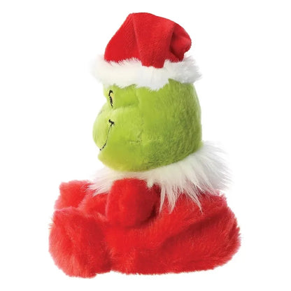 Grinch – minkštas pliušinis žaislas, sėdintis Grinčas Kalėdų Senelio aprangoje, 13 cm iš „Palm Pals“ kolekcijos, ekologiškas