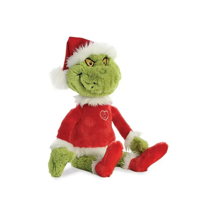 Grinch – Pliušinis žaislas / minkštas Grinčas su Kalėdų Senelio kostiumu, 43 cm, ekologiškas