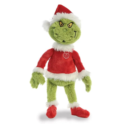 Grinch – Pliušinis žaislas / minkštas Grinčas su Kalėdų Senelio kostiumu, 43 cm, ekologiškas