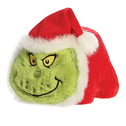 Grinch – Pliušinis žaislas / pagalvėlė Grinčas su Kalėdų Senelio kostiumu, 25 cm, iš „Spudsters“ kolekcijos