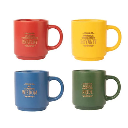 Harry Potter – 4 keraminių puodelių rinkinys su stovu, 300 ml, Hogvartso koledžai