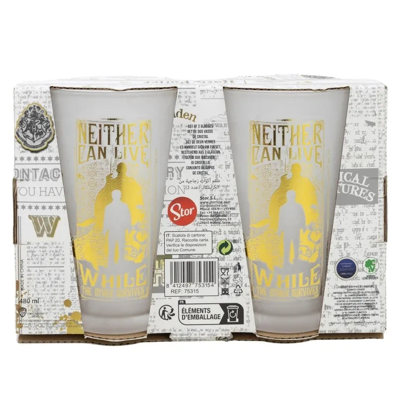 Harry Potter – dviejų stiklinių rinkinys dekoratyvinėje dėžutėje iš „Golden Magic“ kolekcijos, 490 ml