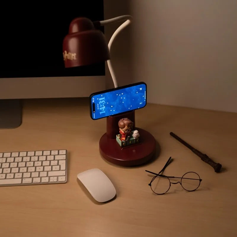 Harry Potter lanksti LED stalinė lempa vaikams su organizatoriumi, belaidė, USB-C, reguliuojamo ryškumo