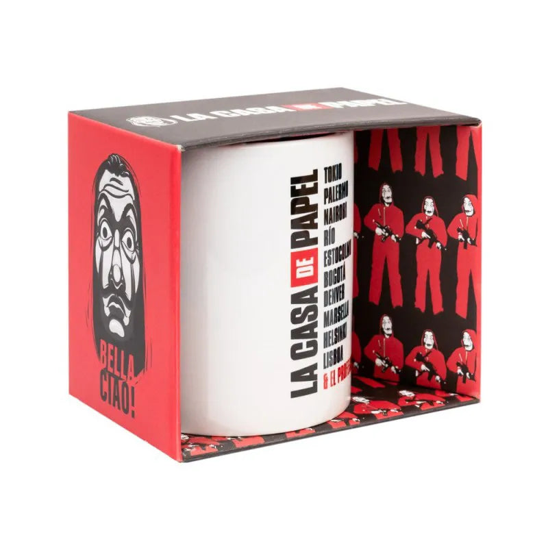 La Casa De Papel – Keraminis puodelis dovanų dėžutėje 330 ml (La Casa De Papel kaukė)