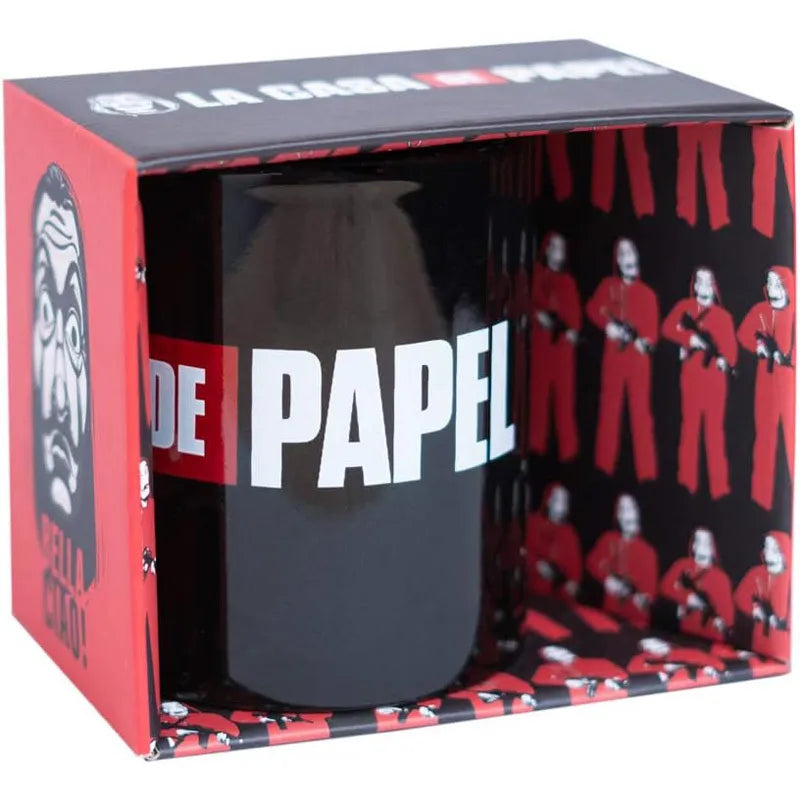 La Casa De Papel keraminis puodelis dovanų dėžutėje 330 ml (La Casa De Papel logotipas)