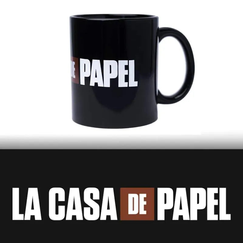 La Casa De Papel keraminis puodelis dovanų dėžutėje 330 ml (La Casa De Papel logotipas)