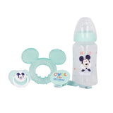 Mickey Mouse – Kūdikio rinkinys (buteliukas 240ml, anatominiu čiulptuku, kramtuku, laikikliu) (Cool)