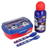 Mickey Mouse – pietų dėžučių rinkinys, 400 ml gertuvė ir stalo įrankiai