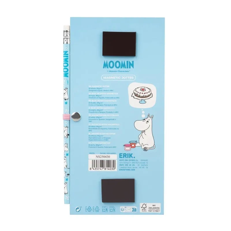 Moomin magnetinis užrašų knygelė / pirkinių sąrašas šaldytuvui + pieštukas (10 x 21 cm)