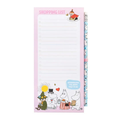 Moomin magnetinis užrašų knygelė / pirkinių sąrašas šaldytuvui + pieštukas (10 x 21 cm)