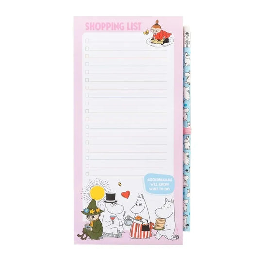 Moomin magnetinis užrašų knygelė / pirkinių sąrašas šaldytuvui + pieštukas (10 x 21 cm)