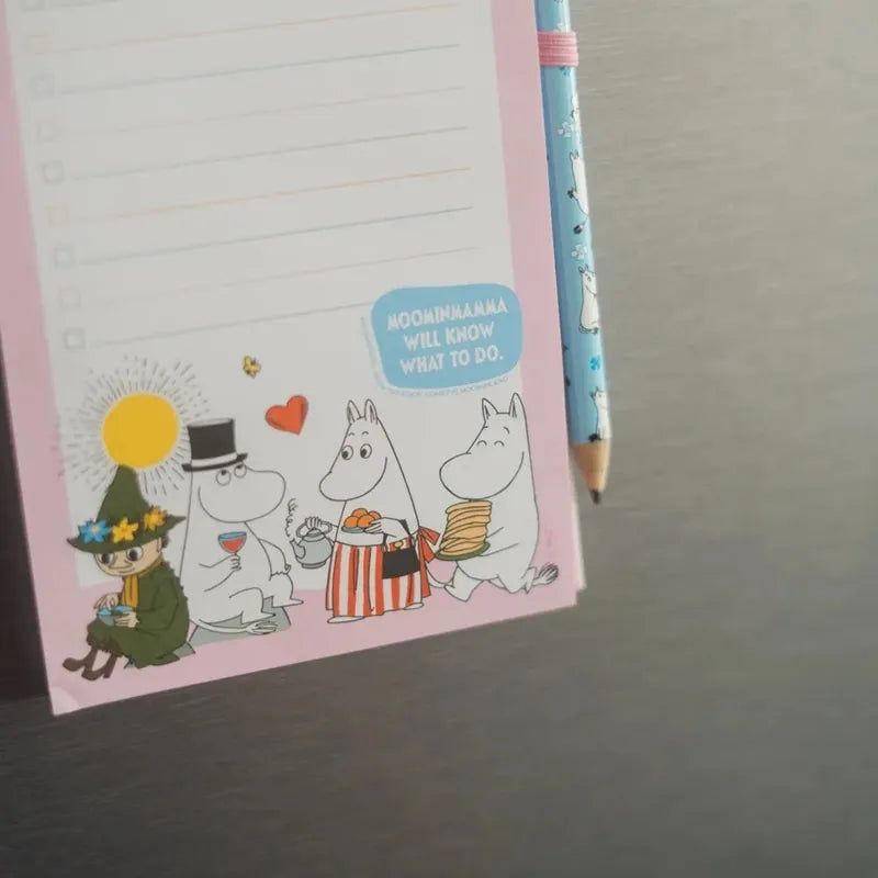 Moomin magnetinis užrašų knygelė / pirkinių sąrašas šaldytuvui + pieštukas (10 x 21 cm)