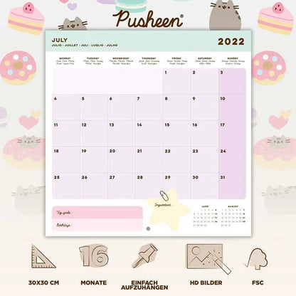 Pusheen – 2022 m. sieninis kalendorius iš „Foodie“ kolekcijos, 30 x 30 cm
