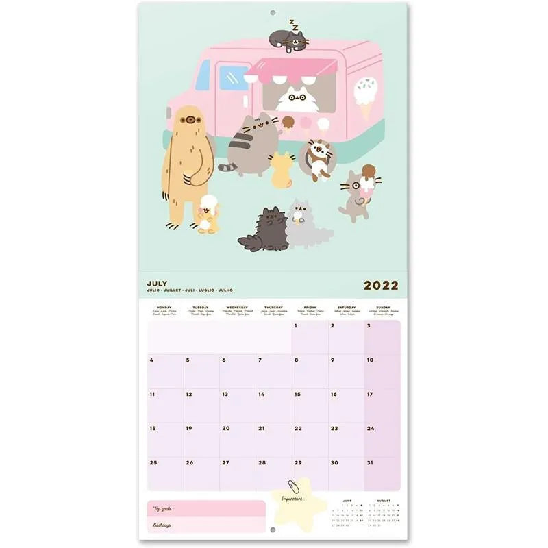 Pusheen – 2022 m. sieninis kalendorius iš „Foodie“ kolekcijos, 30 x 30 cm