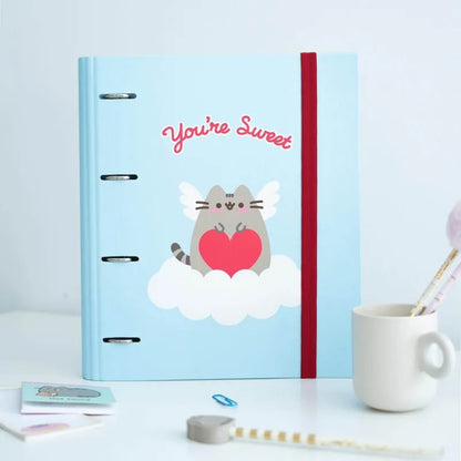 Pusheen – A4 formato segtuvas iš „Purrfect Love“ kolekcijos su lapais (4 žiedai, elastinė juosta)